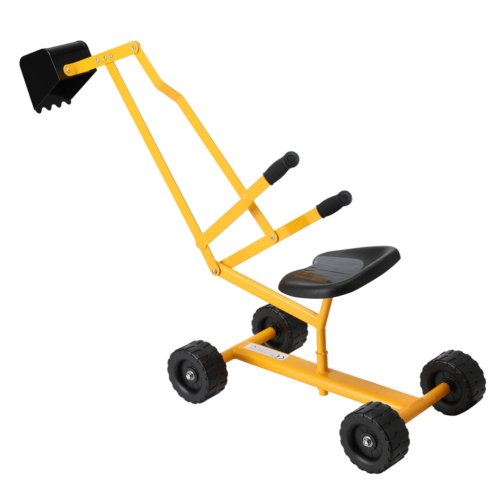 Pretend Play: Keezi Kids Ride On Car Digger Bulldozer Sandpit Play Toys Rotate Seat Yellow