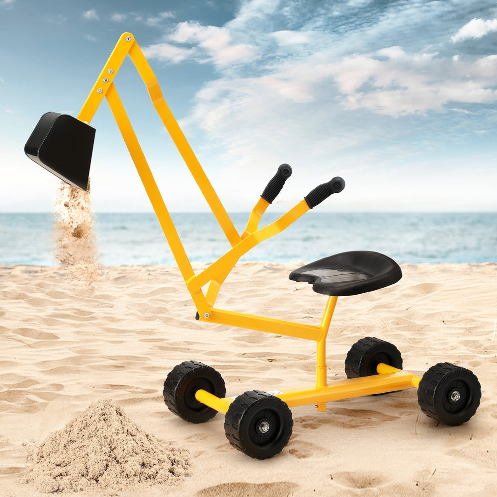 Pretend Play: Keezi Kids Ride On Car Digger Bulldozer Sandpit Play Toys Rotate Seat Yellow