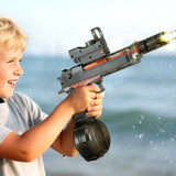 Pretend Play: Keezi Kids Adult Electric Water Gun 500ml Water Tank Light Squirt Guns Toys Grey