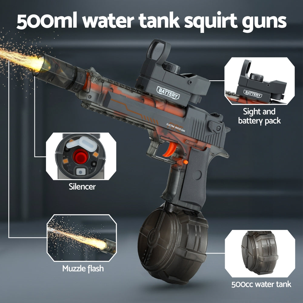 Pretend Play: Keezi Kids Adult Electric Water Gun 500ml Water Tank Light Squirt Guns Toys Grey