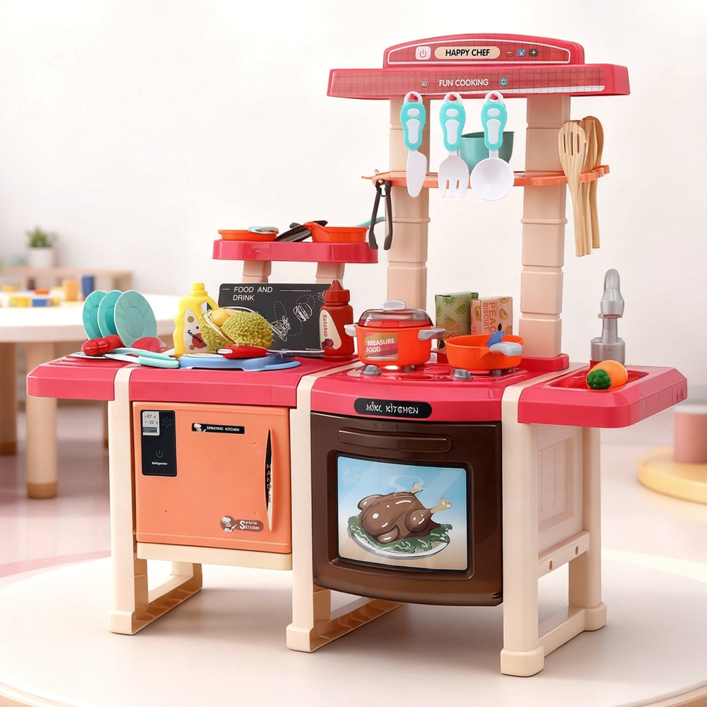 Pretend Play: Keezi Kids Kitchen Pretend Play Set Cooking Sound Steam Light Function