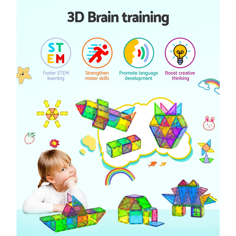 Building Toys: Keezi 100pcs Kids Magnetic Tiles Blocks Building Educational Toys Children Gift