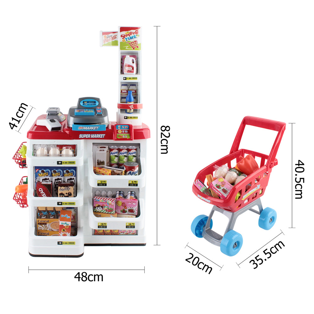 Pretend Play: Keezi Kids Pretend Role Play Supermarket 24 Piece Playset Cash Register Trolley