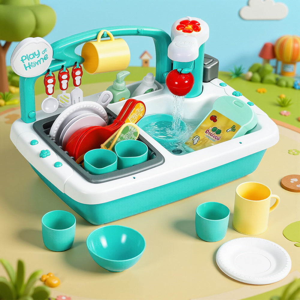 Pretend Play: Keezi Kids Kitchen Play Set Play Pretend Sink Dishwasher Toys Green