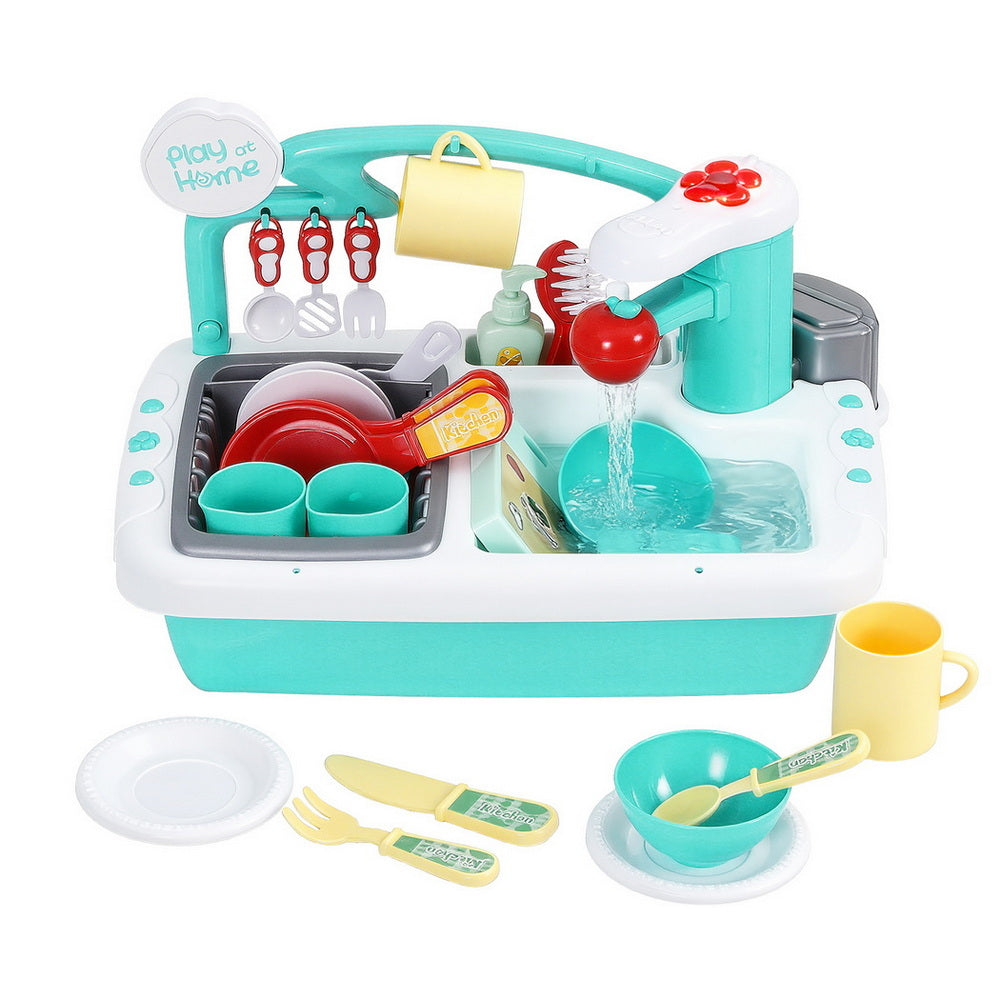 Pretend Play: Keezi Kids Kitchen Play Set Play Pretend Sink Dishwasher Toys Green