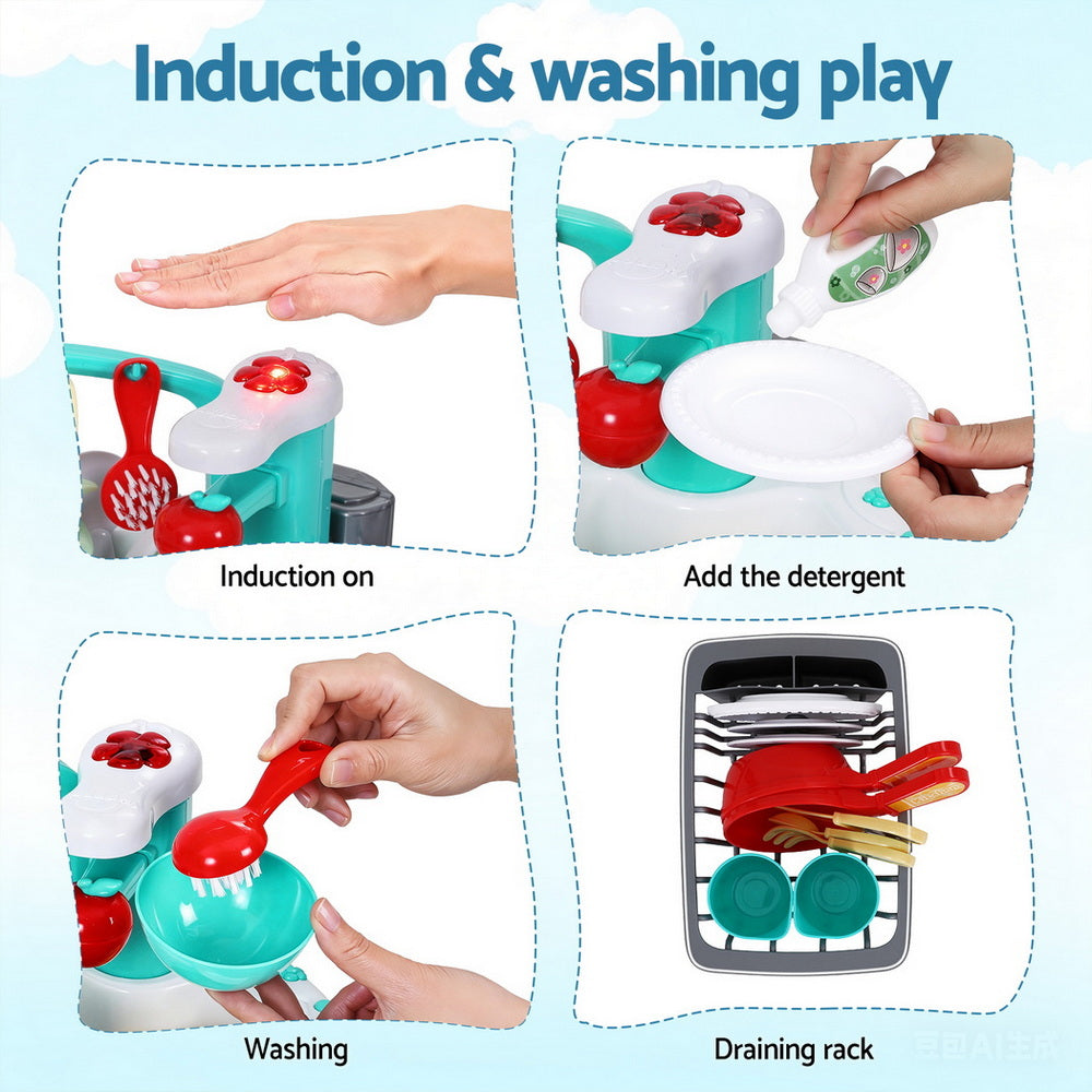 Pretend Play: Keezi Kids Kitchen Play Set Play Pretend Sink Dishwasher Toys Green