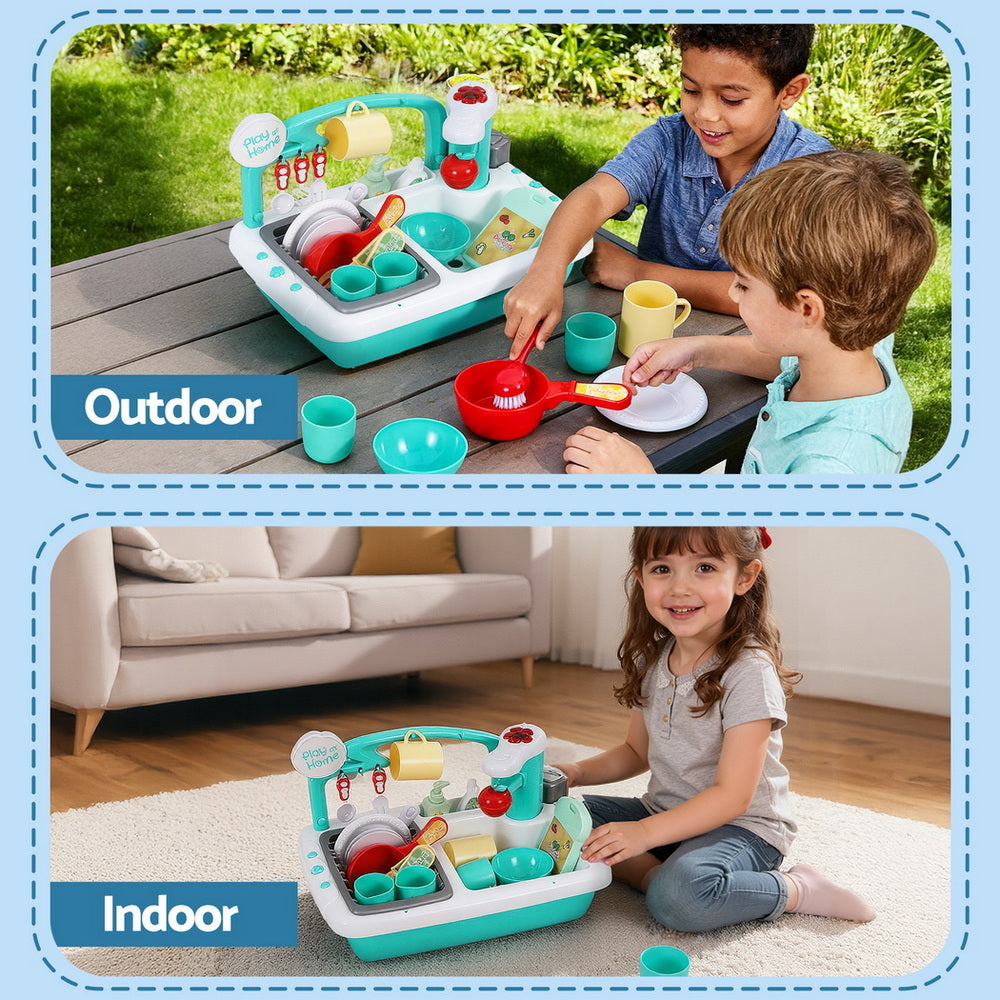 Pretend Play: Keezi Kids Kitchen Play Set Play Pretend Sink Dishwasher Toys Green