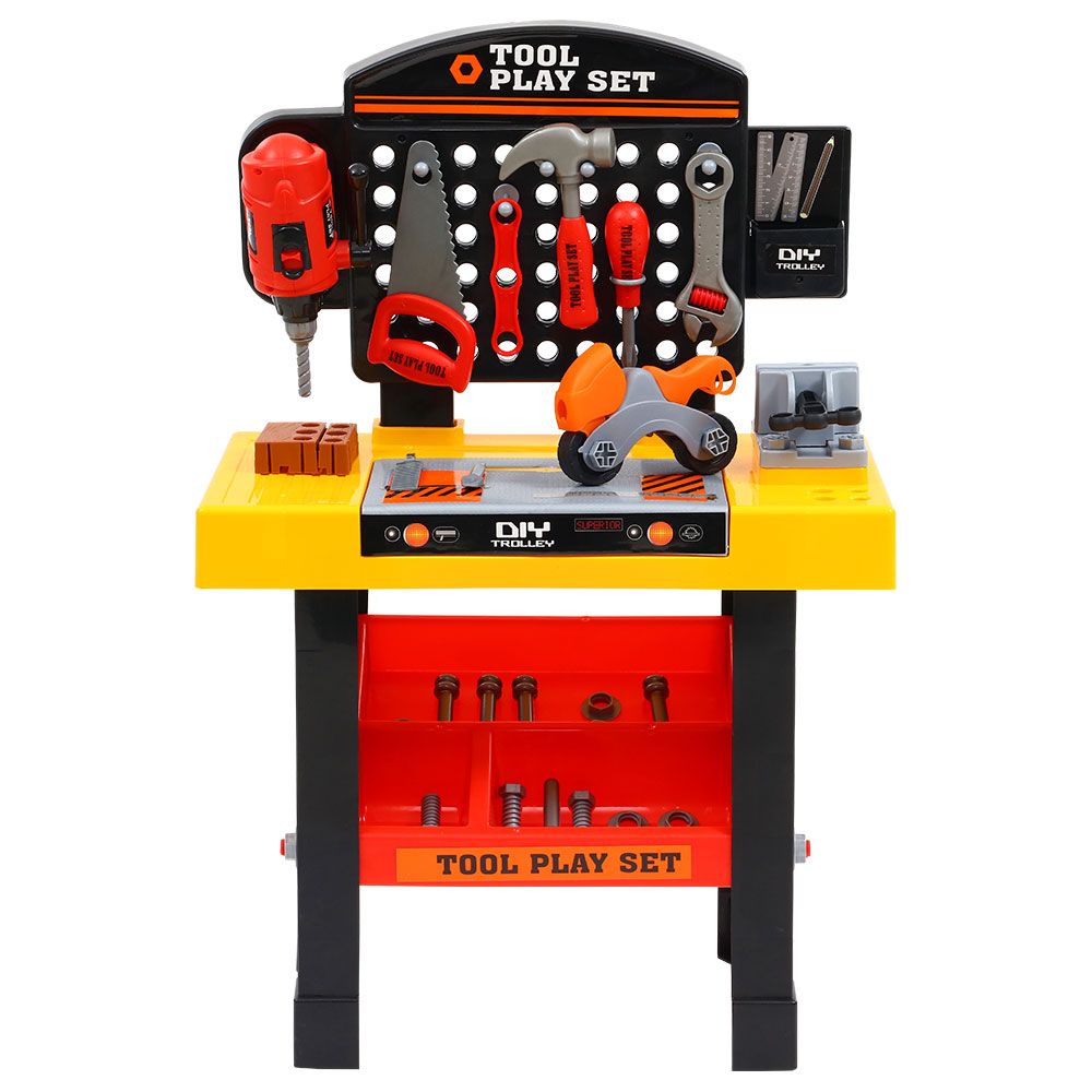 Pretend Play: Keezi Kids Pretend Workbench DIY Tools 54 Piece Children Role Play Toys Black