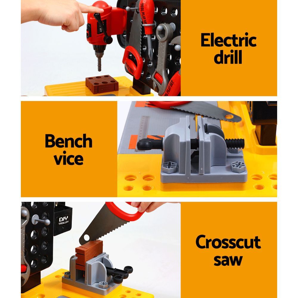Pretend Play: Keezi Kids Pretend Workbench DIY Tools 54 Piece Children Role Play Toys Black