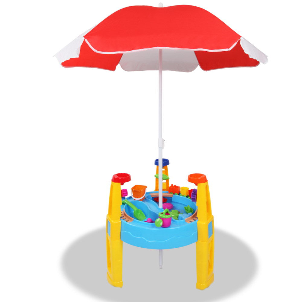 Pretend Play: Keezi Kids Sandpit Pretend Play Set Water Sand Table Children Outdoor Toy Umbrella