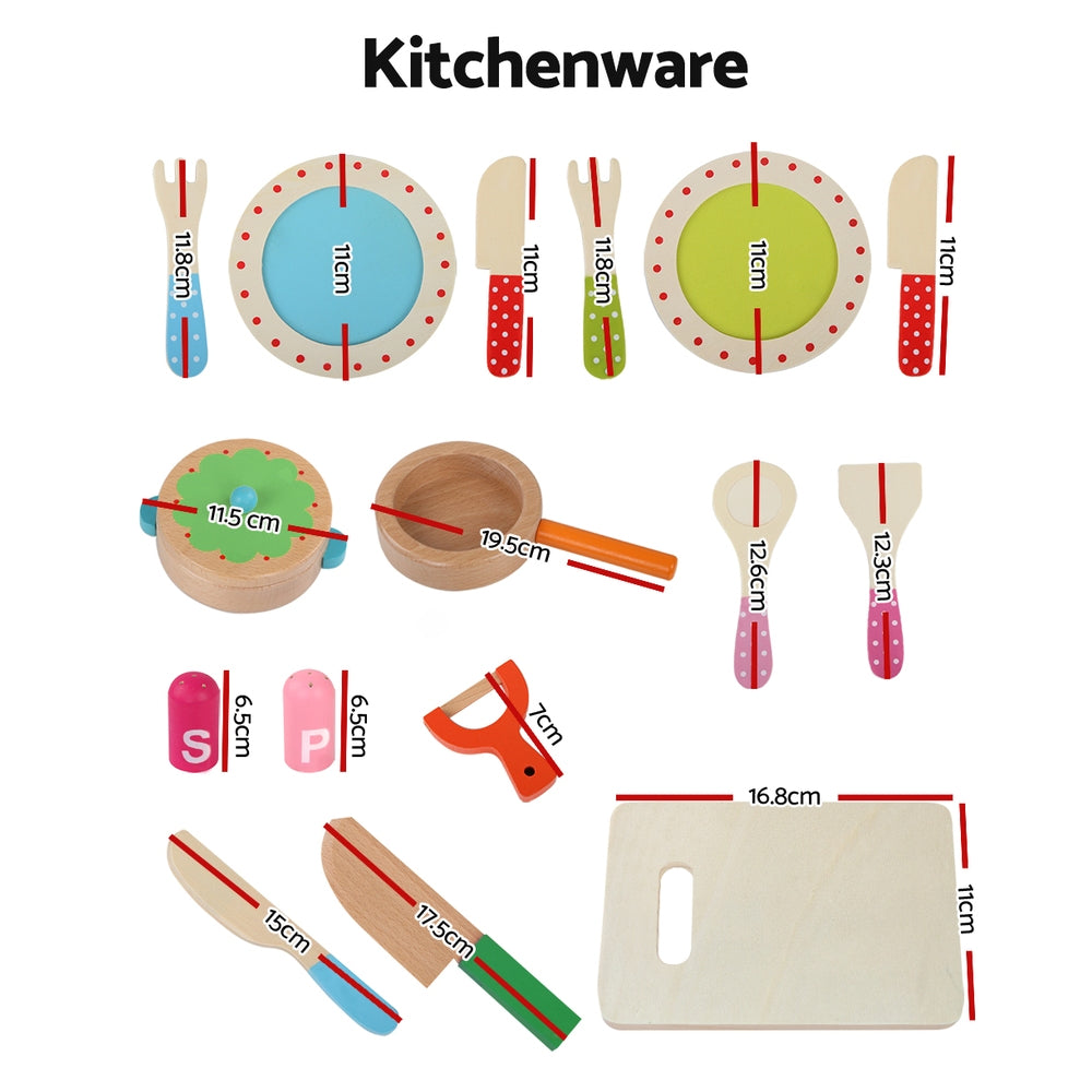 Pretend Play: Keezi Kids Kitchen Play Set Wooden Pretend Toys Cooking Utensils Pots Pans Food