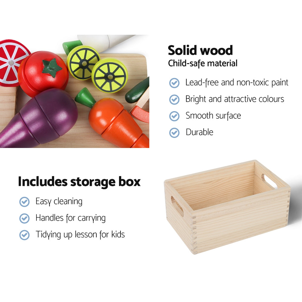 Pretend Play: Keezi Kids Kitchen Play Set Wooden Pretend Toys Cooking Utensils Pots Pans Food