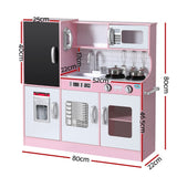 Pretend Play: Keezi Kids Wooden Pretend Kitchen Play Set Cooking Toys Pot Ice Cup Oven Blackboard 80CM Pink