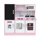 Pretend Play: Keezi Kids Wooden Pretend Kitchen Play Set Cooking Toys Pot Ice Cup Oven Blackboard 80CM Pink