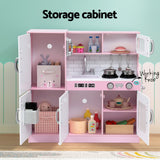 Pretend Play: Keezi Kids Wooden Pretend Kitchen Play Set Cooking Toys Pot Ice Cup Oven Blackboard 80CM Pink