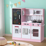 Pretend Play: Keezi Kids Wooden Pretend Kitchen Play Set Cooking Toys Pot Ice Cup Oven Blackboard 80CM Pink