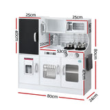 Pretend Play: Keezi Kids Wooden Pretend Kitchen Play Set Cooking Toys Pot Ice Cup Oven Blackboard 80CM White