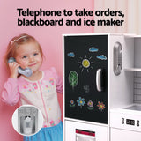 Pretend Play: Keezi Kids Wooden Pretend Kitchen Play Set Cooking Toys Pot Ice Cup Oven Blackboard 80CM White