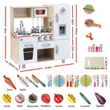 Keezi Kids Wooden Pretend Kitchen Playset with 29pc Cutting Food Set