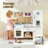 Keezi Kids Wooden Pretend Kitchen Playset with 29pc Cutting Food Set