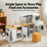 Keezi Kids Wooden Kitchen Playset 2-piece Pretend Toy Kitchen 29pc Food Set