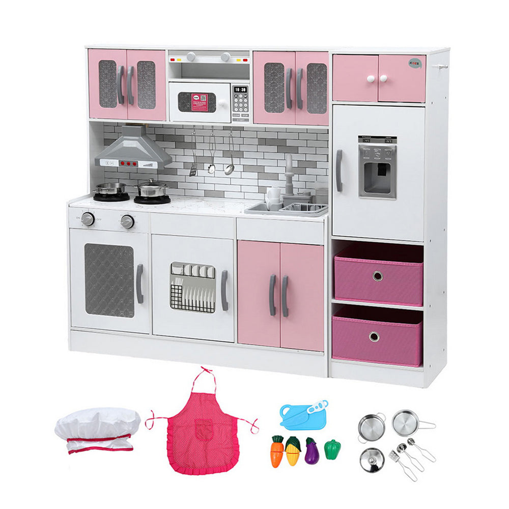 Pretend Play: Keezi Kids Kitchen Playset 2-Piece Wooden Pretend Play Coffee Maker Toy 100CM Pink