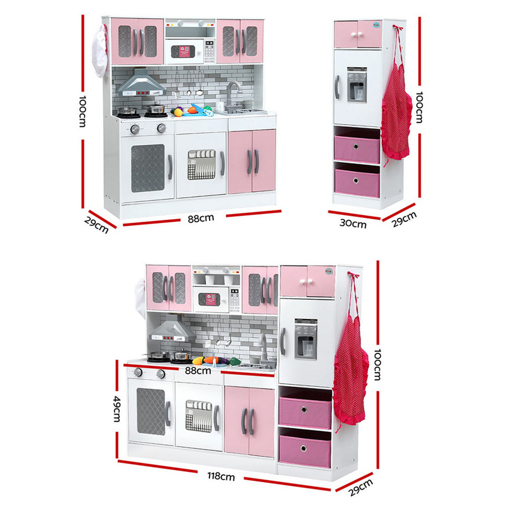 Pretend Play: Keezi Kids Kitchen Playset 2-Piece Wooden Pretend Play Coffee Maker Toy 100CM Pink