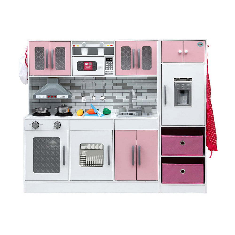 Pretend Play: Keezi Kids Kitchen Playset 2-Piece Wooden Pretend Play Coffee Maker Toy 100CM Pink