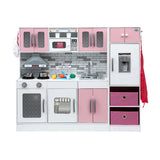 Keezi Kids Kitchen Playset 2-Piece Wooden Pretend Play Coffee Maker Toy 100CM Pink