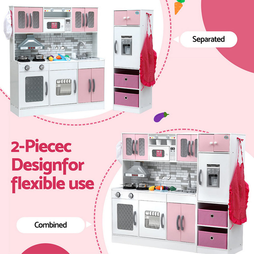 Pretend Play: Keezi Kids Kitchen Playset 2-Piece Wooden Pretend Play Coffee Maker Toy 100CM Pink