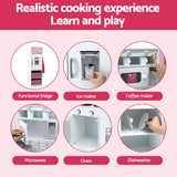 Keezi Kids Kitchen Playset 2-Piece Wooden Pretend Play Coffee Maker Toy 100CM Pink