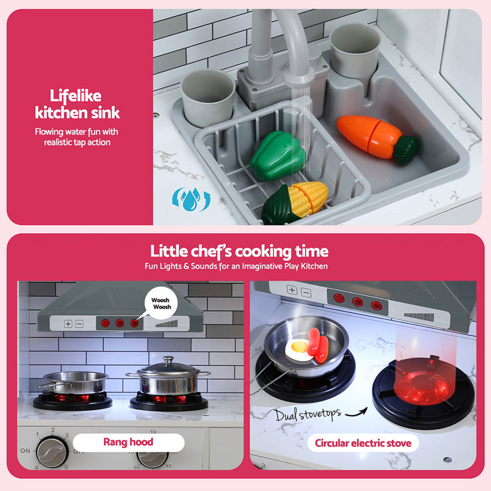Pretend Play: Keezi Kids Kitchen Playset 2-Piece Wooden Pretend Play Coffee Maker Toy 100CM Pink