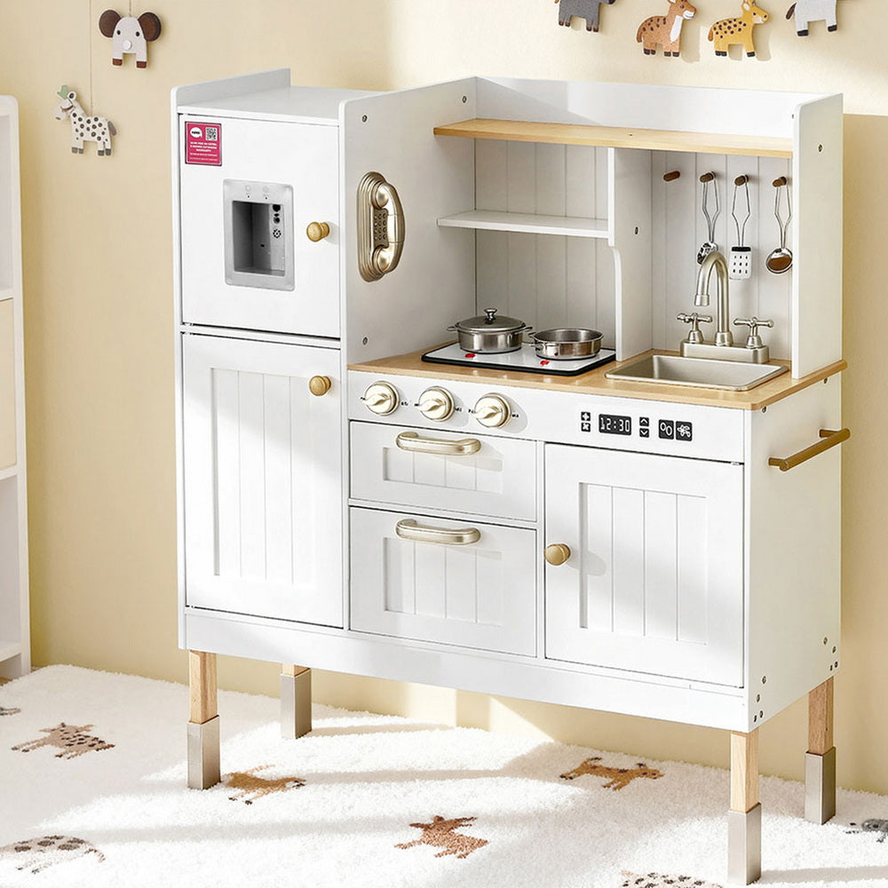 Pretend Play: Keezi Kids Kitchen Play Set Wooden Pretend Toys Cooking Children Storage Golden
