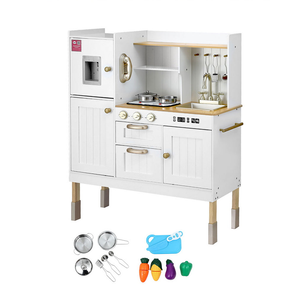 Pretend Play: Keezi Kids Kitchen Play Set Wooden Pretend Toys Cooking Children Storage Golden