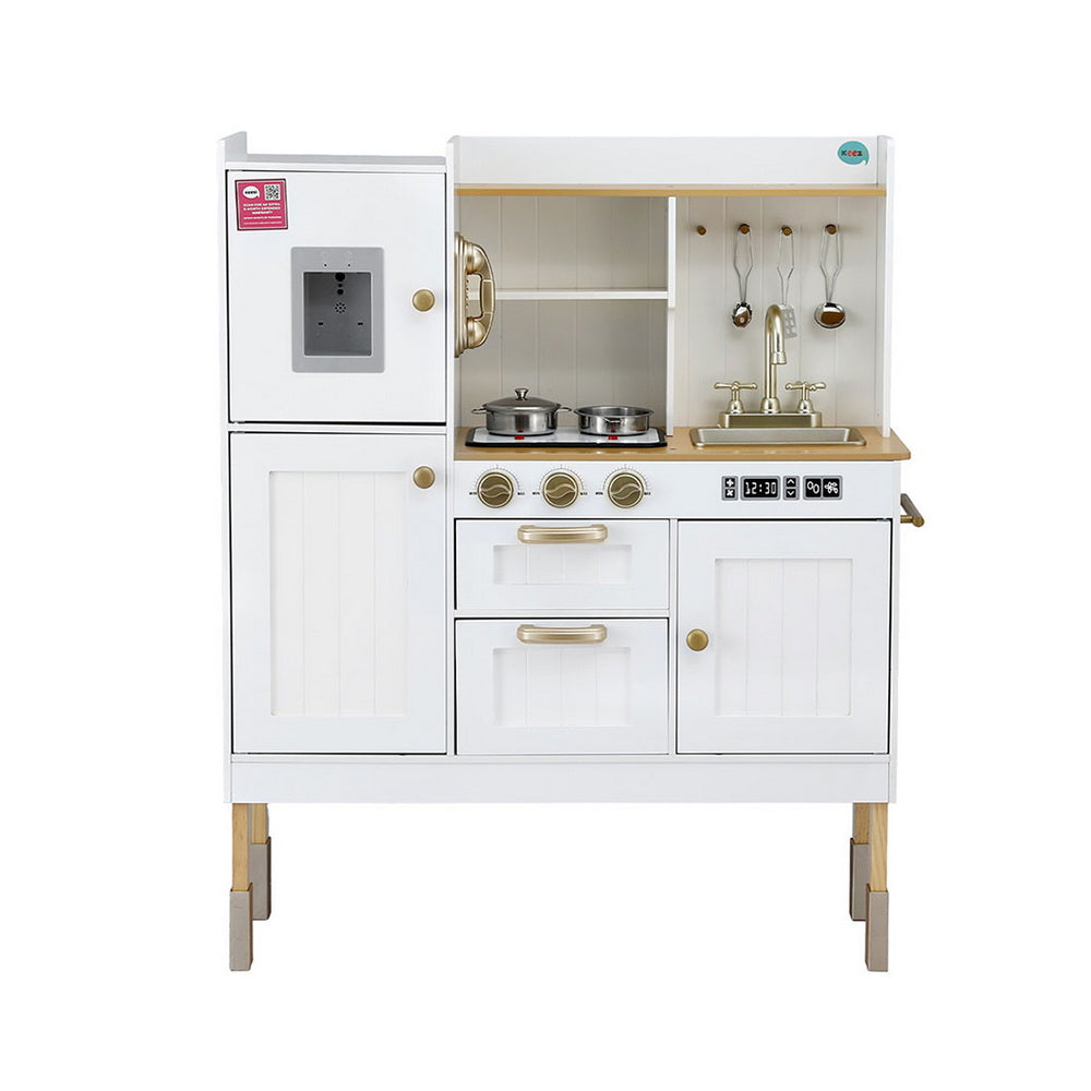 Pretend Play: Keezi Kids Kitchen Play Set Wooden Pretend Toys Cooking Children Storage Golden