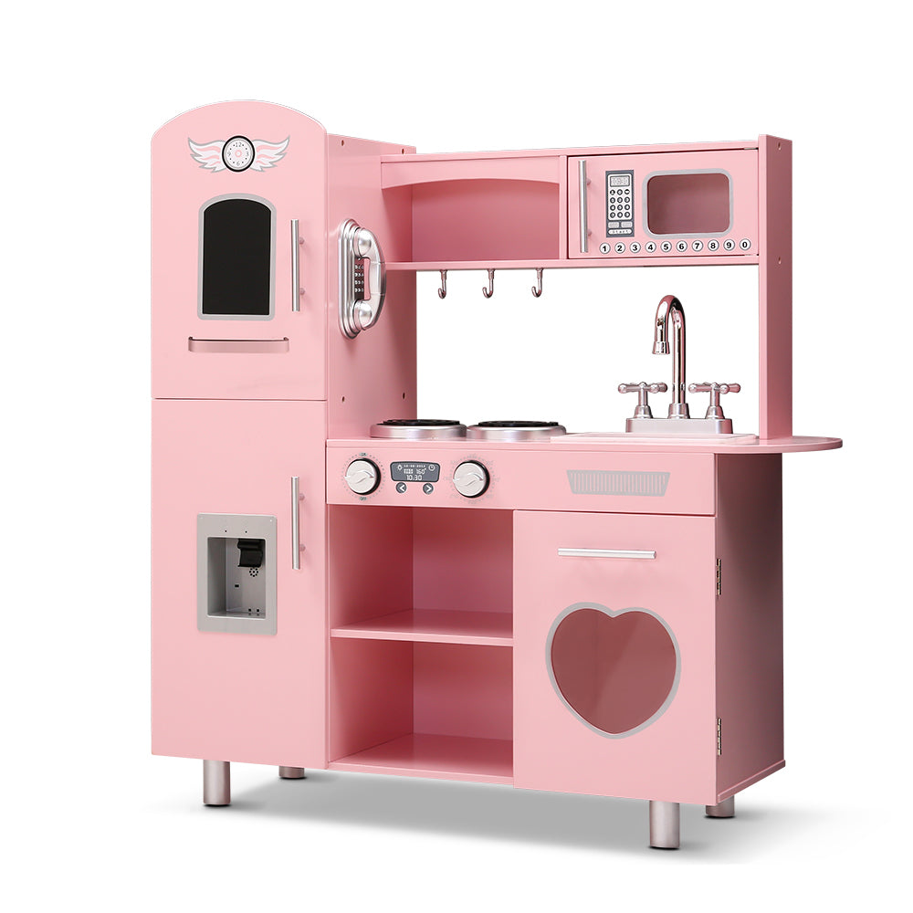 Pretend Play: Keezi Kids Kitchen Play Set Wooden Pretend Toys Cooking Children Storage Pink