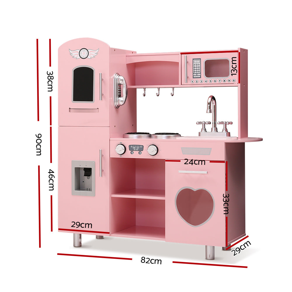 Pretend Play: Keezi Kids Kitchen Play Set Wooden Pretend Toys Cooking Children Storage Pink