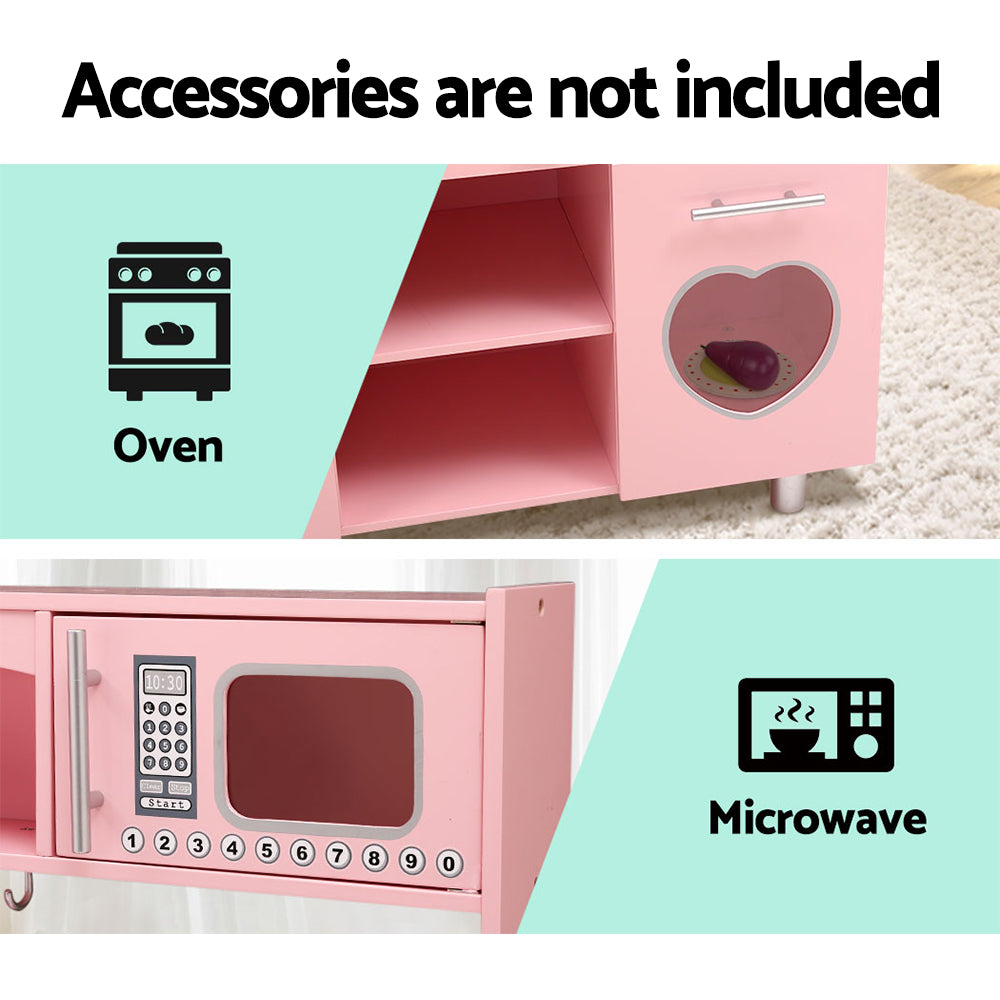 Pretend Play: Keezi Kids Kitchen Play Set Wooden Pretend Toys Cooking Children Storage Pink
