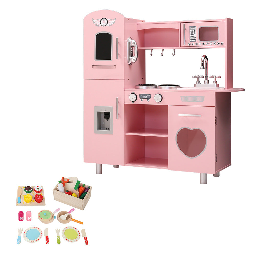 Pretend Play: Keezi Kids Kitchen Play Set Wooden Pretend Toys Cooking Children Food Pink