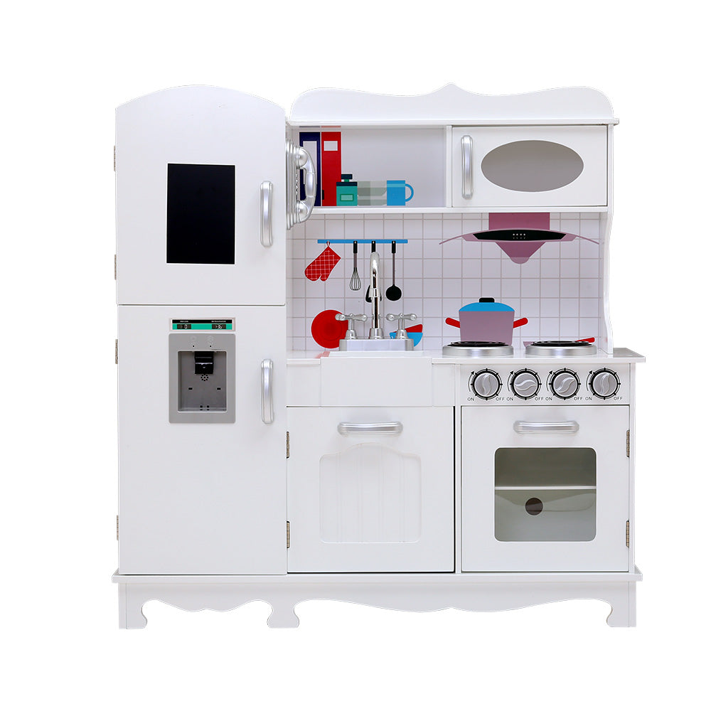 Pretend Play: Keezi Kids Kitchen Play Set Wooden Pretend Toys Cooking Children Food White