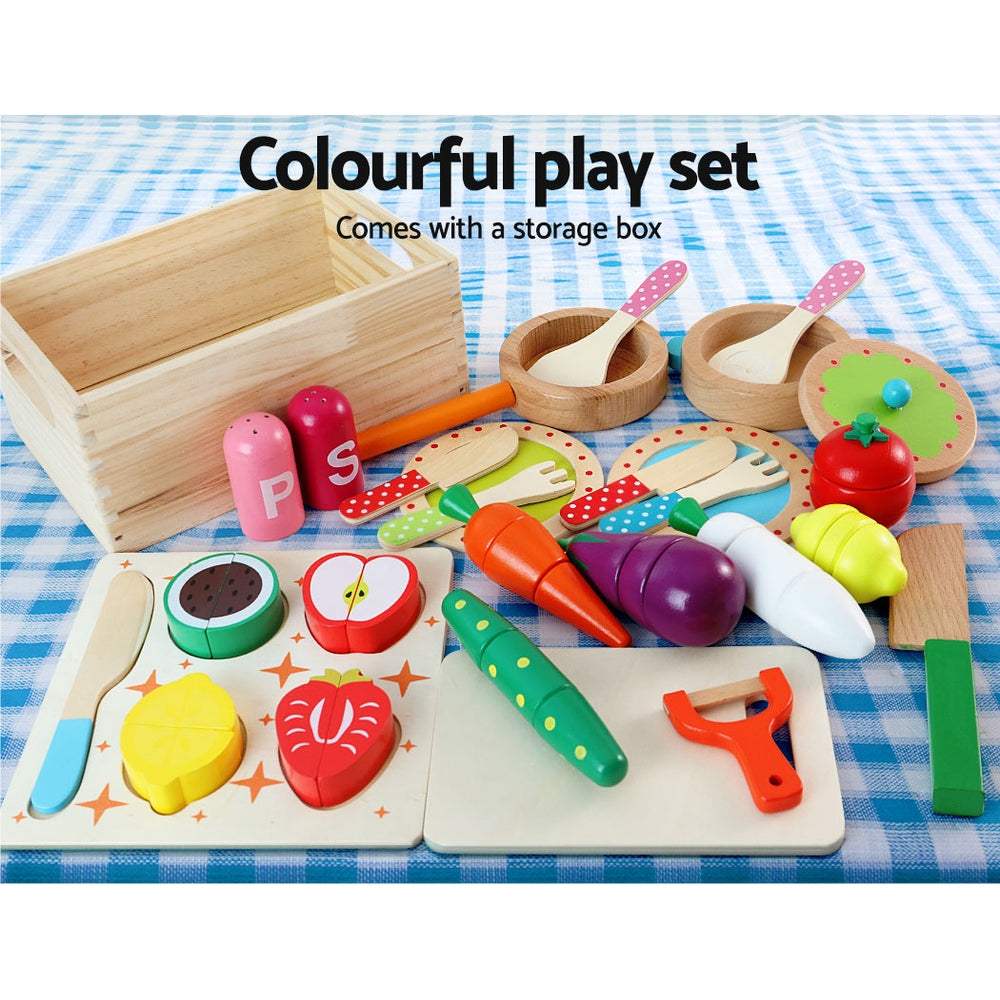 Pretend Play: Keezi Kids Kitchen Play Set Wooden Pretend Toys Cooking Children Food White
