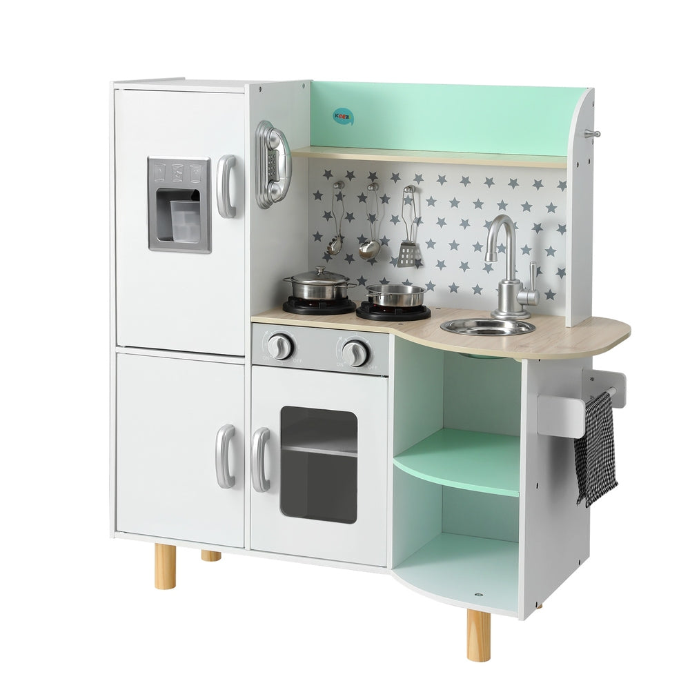 Pretend Play: Keezi Kids Wooden Pretend Kitchen Play Sets Cooking Toys Oven Fridge 85CM Green