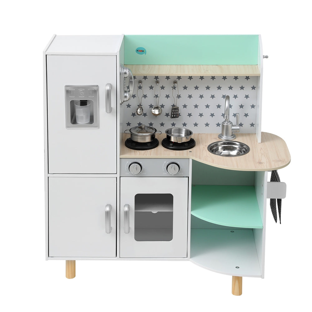 Pretend Play: Keezi Kids Wooden Pretend Kitchen Play Sets Cooking Toys Oven Fridge 85CM Green