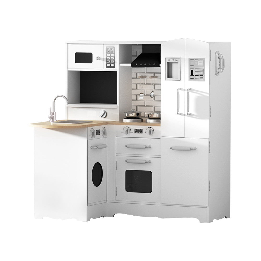 Pretend Play: Keezi Kids Kitchen Play Set Wooden Pretend Toys Cooking Children Fridge White