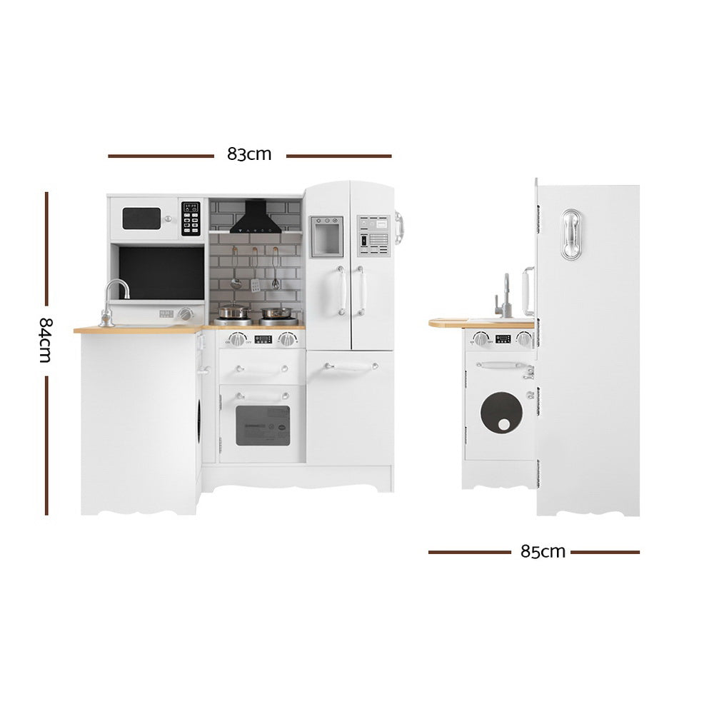 Pretend Play: Keezi Kids Kitchen Play Set Wooden Pretend Toys Cooking Children Fridge White
