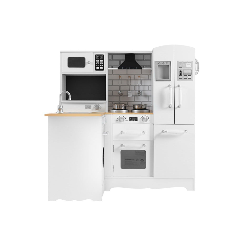 Pretend Play: Keezi Kids Kitchen Play Set Wooden Pretend Toys Cooking Children Fridge White