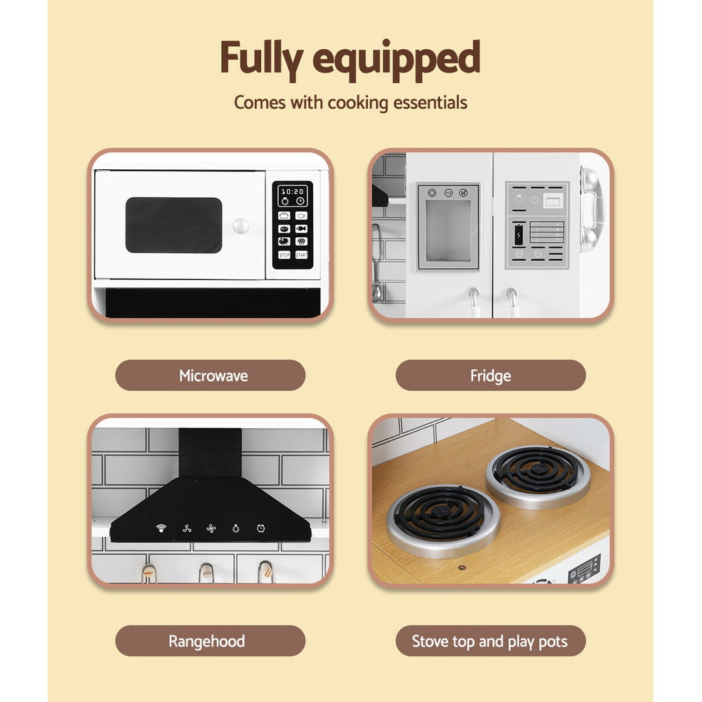 Pretend Play: Keezi Kids Kitchen Play Set Wooden Pretend Toys Cooking Children Fridge White