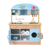 Pretend Play: Keezi Kids Wooden Pretend Kitchen Play Sets Cooking Toys Pot Pan Bowls Oven Dishwasher 80CM Blue