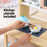 Pretend Play: Keezi Kids Wooden Pretend Kitchen Play Sets Cooking Toys Pot Pan Bowls Oven Dishwasher 80CM Blue