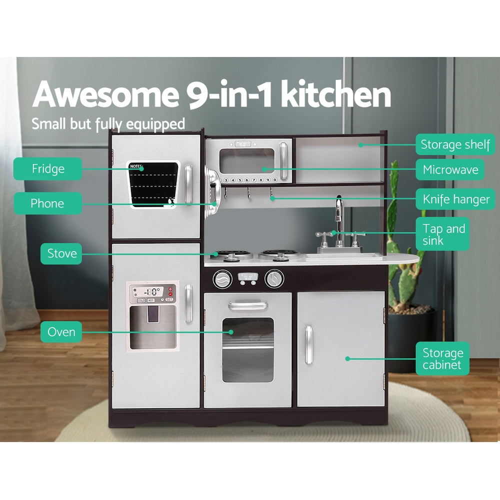 Pretend Play: Keezi Kids Kitchen Play Set Wooden Pretend Toys Cooking Children Stove Fridge